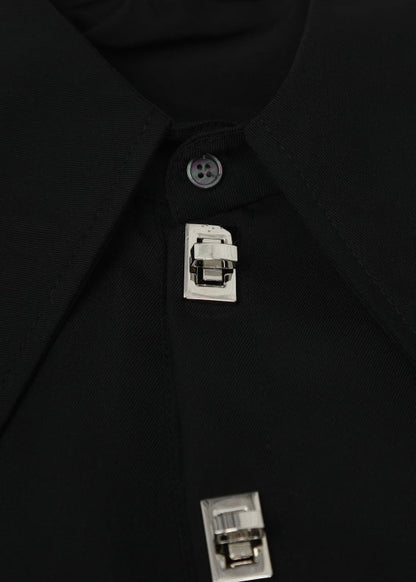 Diy Black Peter Pan Collar Button Top Long Sleeve