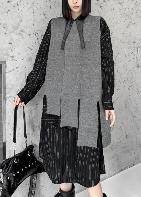 Style Grey O-neck Asymmetrical Knit Vest Sleeveless
