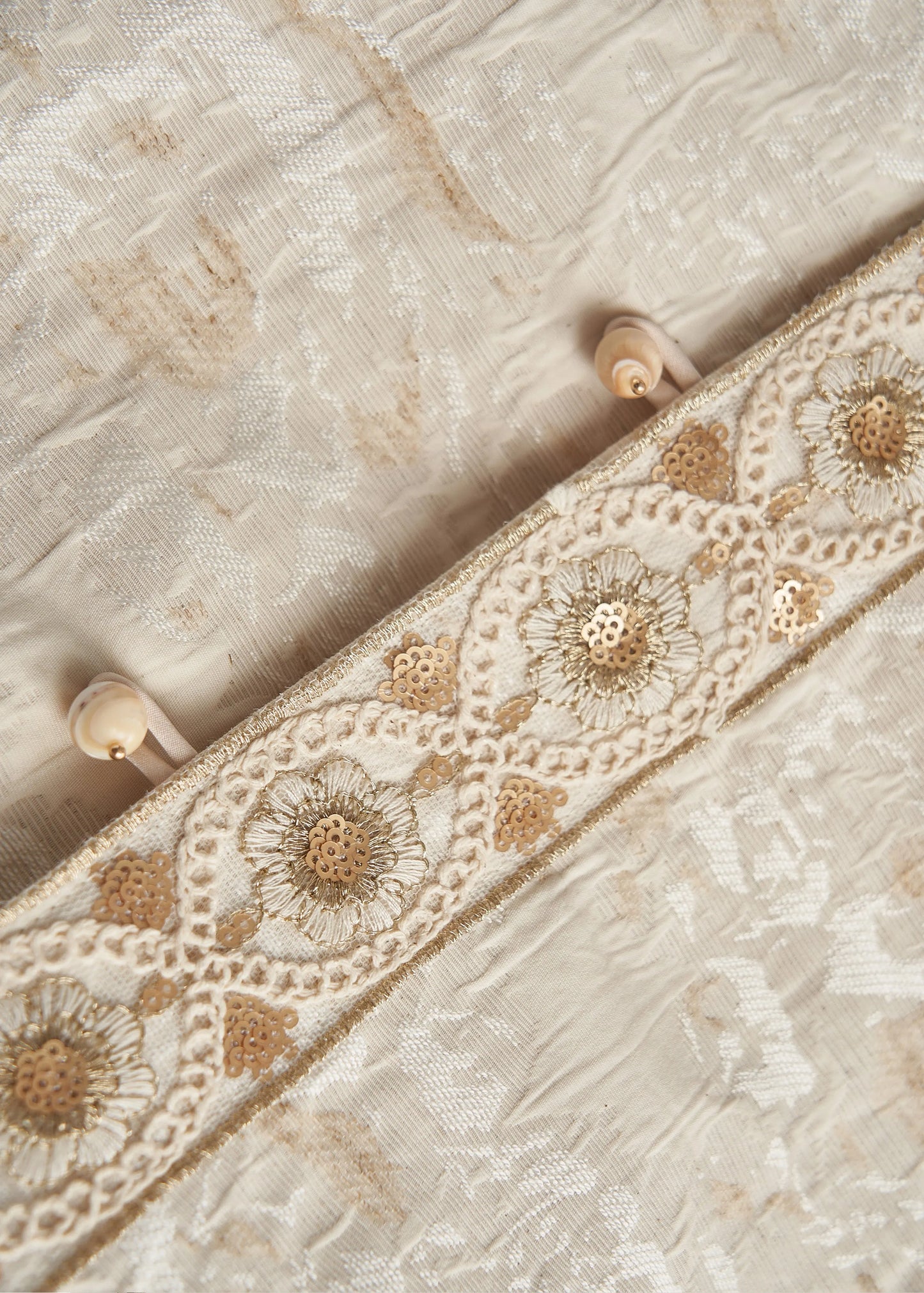 Beige Oversized Jacquard Cotton Coats Fall