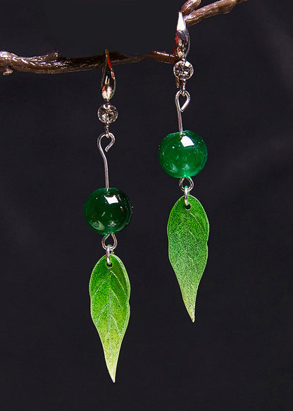 Leaf Leaf Acrylic Turquoise Drop Earrings