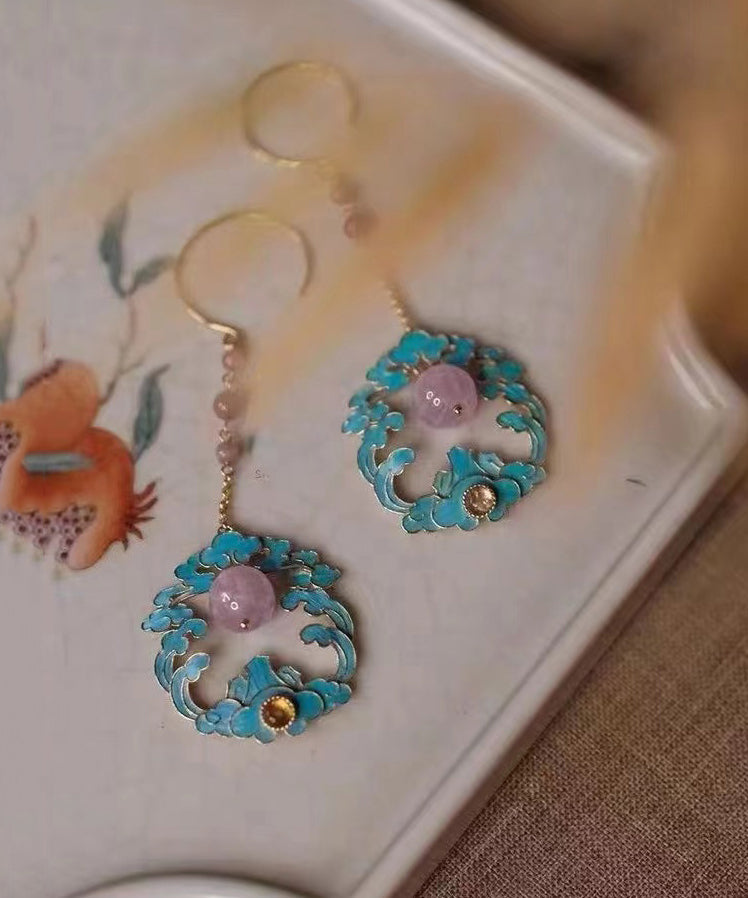 Pink Sterling Silver Overgild Coloured Glaze Enamel Drop Earrings