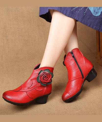 Handmade Black Splicing Chunky Boots