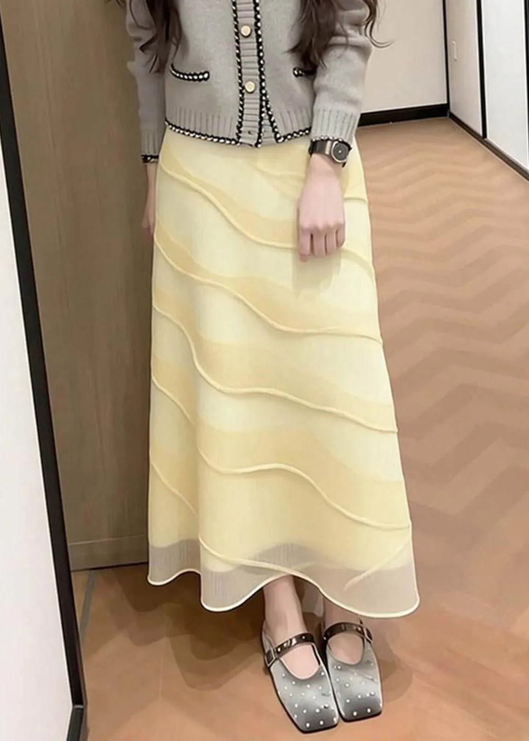 Yellow High Waist Tulle Maxi Skirts Summer