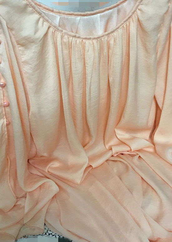 Boutique Orange Pink O-neck Tie Waist Exra Large Hem Silk Robe Dresses Batwing Sleeve