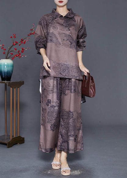 Art Chocolate Print Low High Design Two Piece Set Clothing Fall