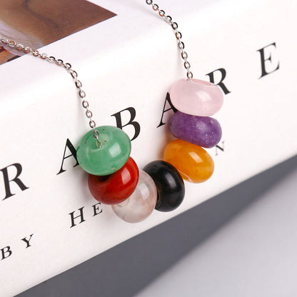 Chakra Crystal Necklace With Donut Beads | Spiritual Healing