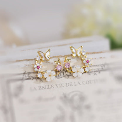 Cherry Blossom Butterfly Set (earrings/necklace)