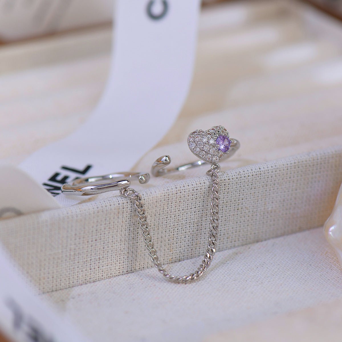 [] Amethyst Butterfly Ring Set