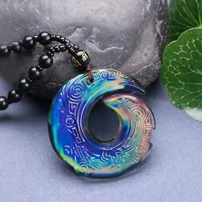 Color-changing Liuli Crystal Necklace | Luck & Peace Symbol