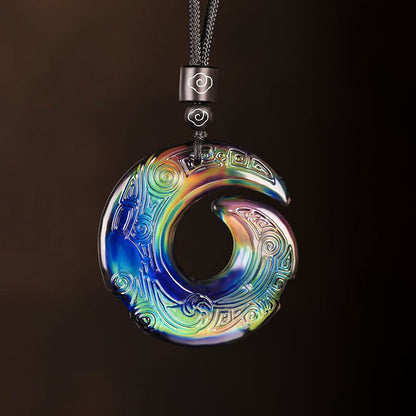 Color-changing Liuli Crystal Necklace | Luck & Peace Symbol