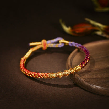 Colorful Gold Thread Tibetan Dragon Scale Knot Red String Bracelet