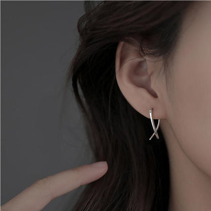 Copper Geometric Cross Luck Spiritual Hoop Earrings