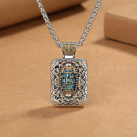Copper Nine-eye Dzi Bead Rotatable Protection Necklace
