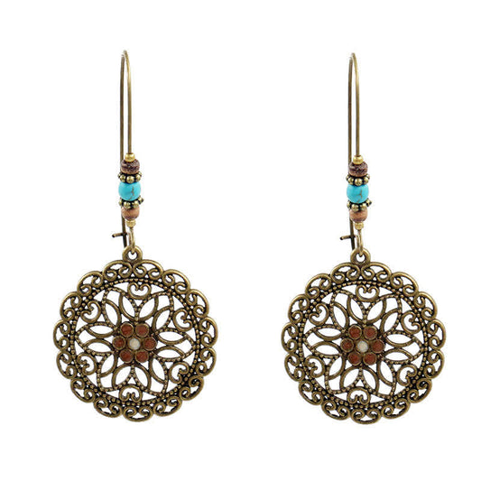 Copper Spiritual Earrings With Flower Design for Luck & Abundance