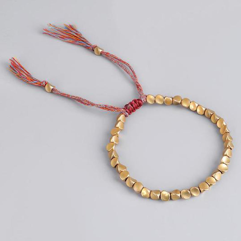 Copper Tibetan Luck Healing Bracelet With Colorful Beads