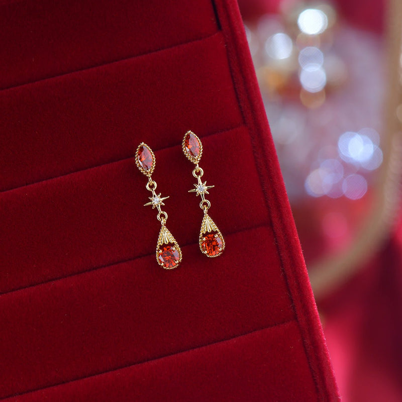 Crimson Astra Earrings