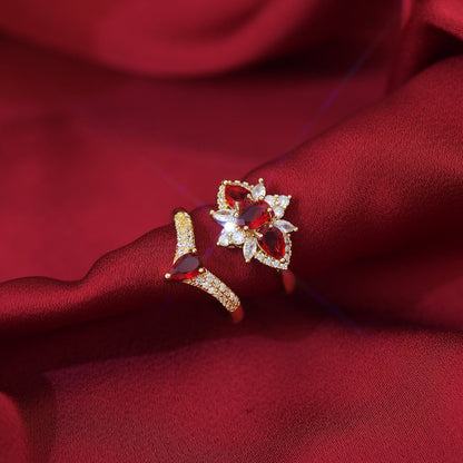 Crimson Blossom Ring