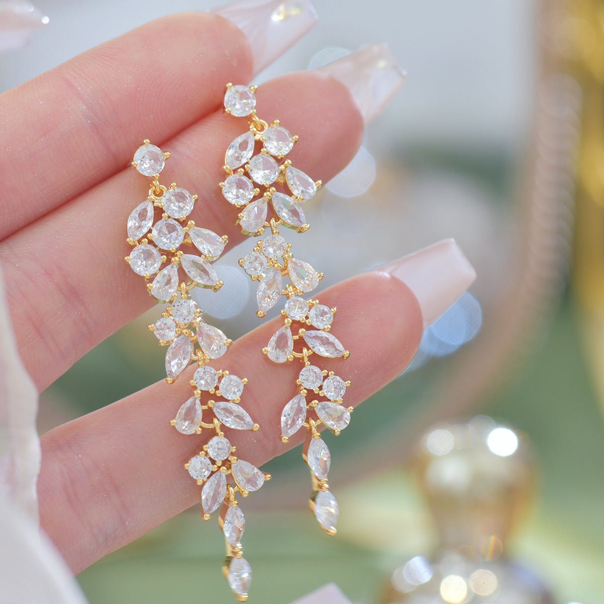 Crystal Cascade Earrings in Gold