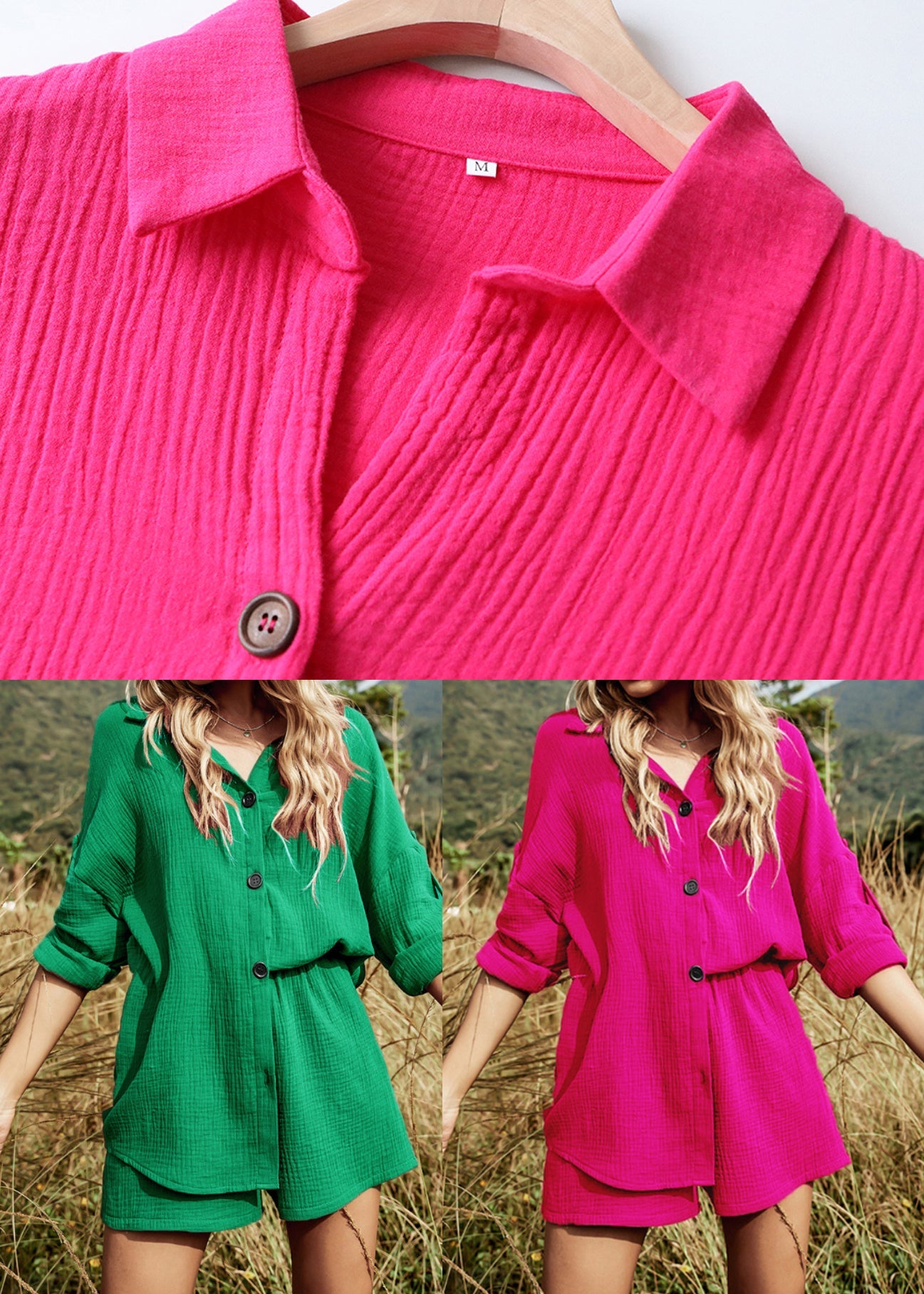 Art Rose Oversized Cotton Two Pieces Set Summer