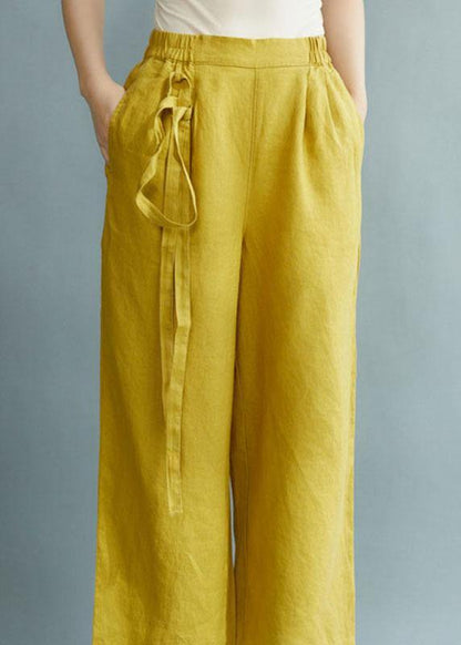 Yellow Loose Straight Fall Pants