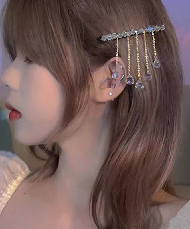 Diy Nude Alloy Crystal Tassel Hairpin
