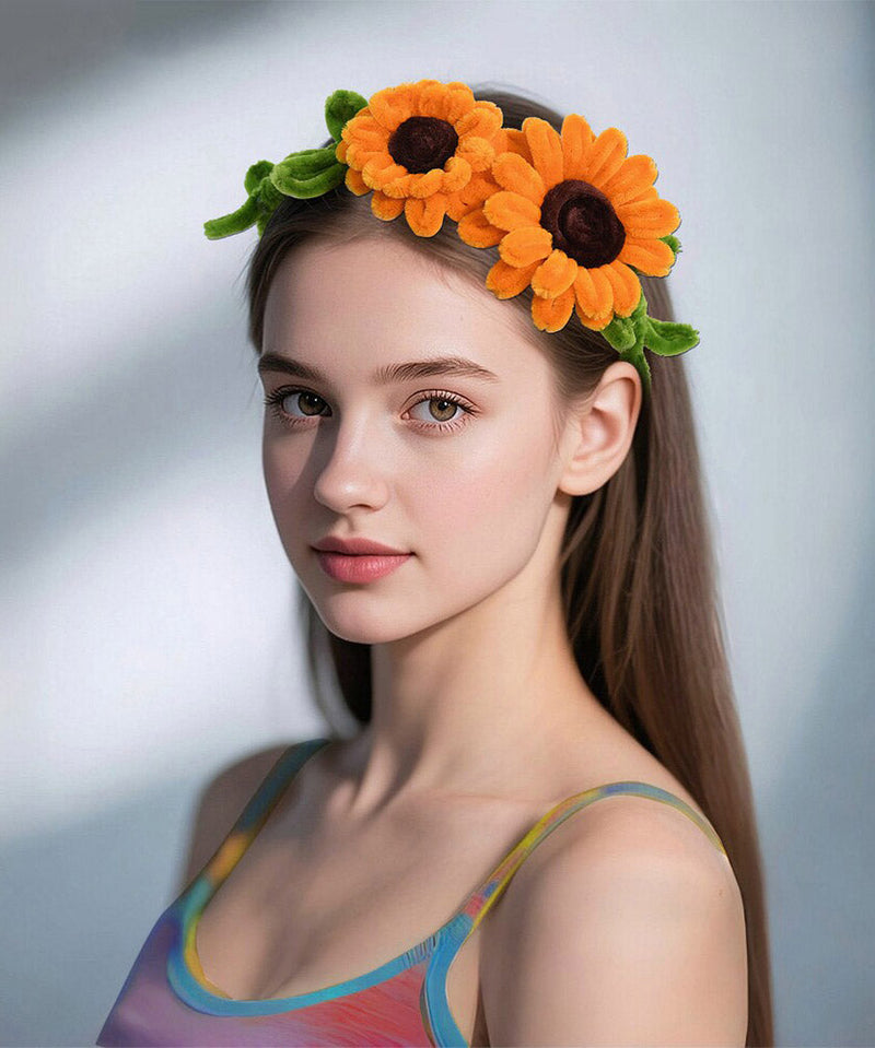 Orange Weave Sunflower Hairpiece
