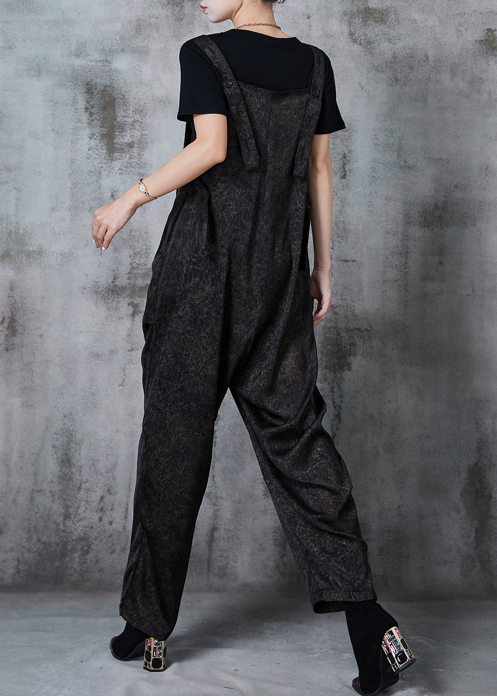 Black Oversized Print Cotton Two Piece Suit Set Summer