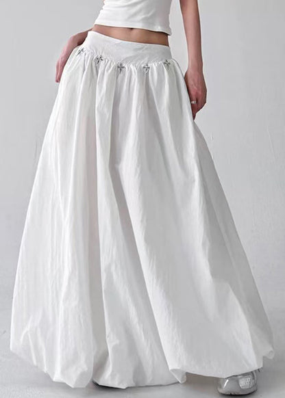 White Original Design Cotton a Line Skirts High Waist Fall