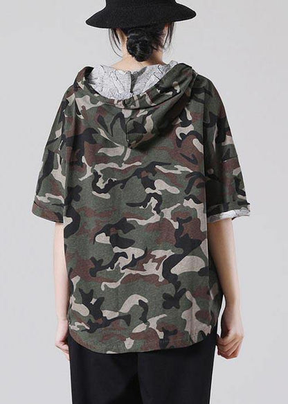 Green Camouflage Cotton Top Summer