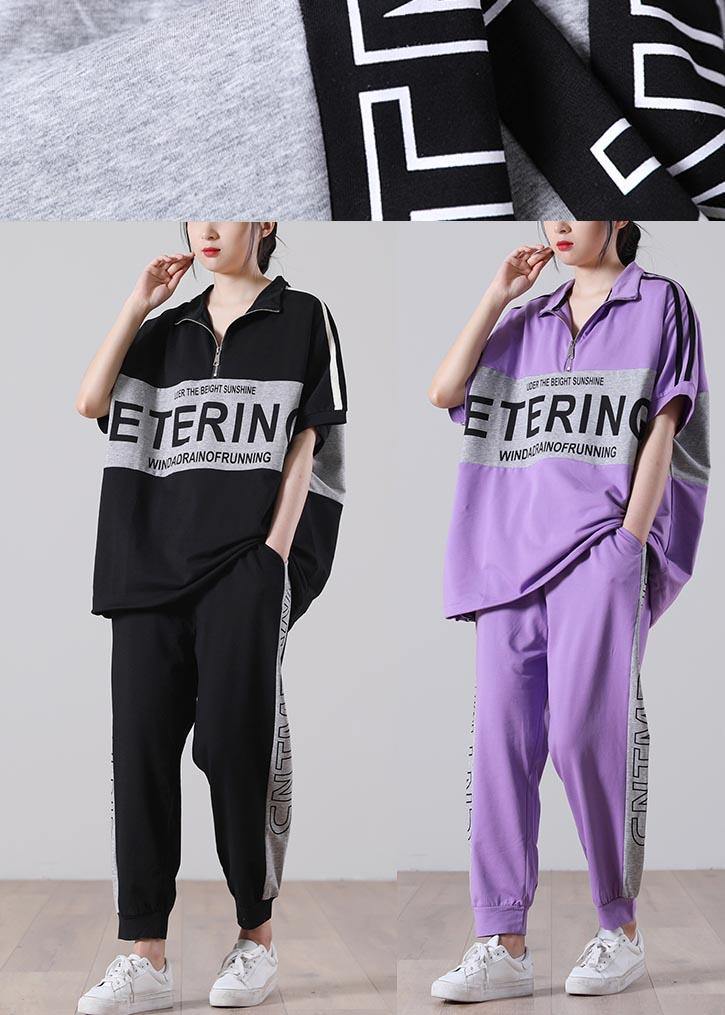 Art Grey Low High Design Two Pieces Set Summer Cotton