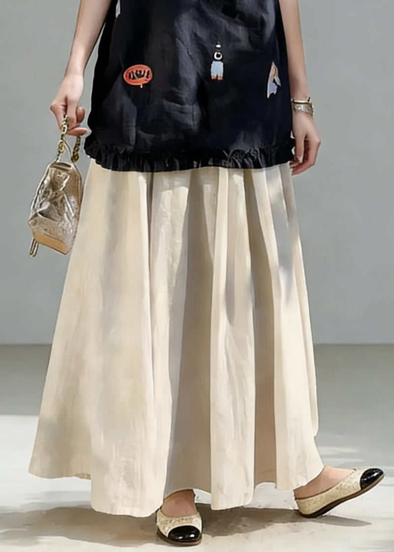 New Navy Print Ruffled Tops and Linen Skirts Two Piece Set Summe