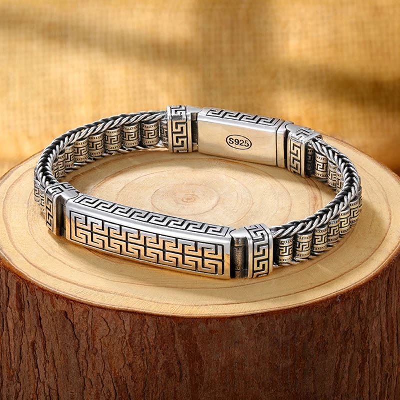 Buddha Stones Lines Pattern Balance Rotatable Bracelet