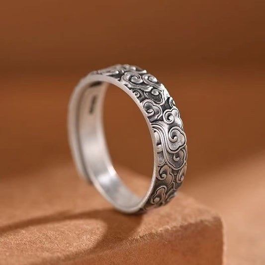 Buddha Stones Auspicious Clouds Pattern Luck Ring