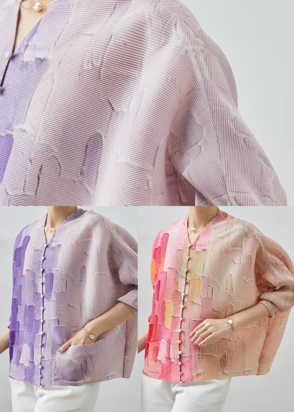 Fitted Pink Oversized Print Shirts Spring