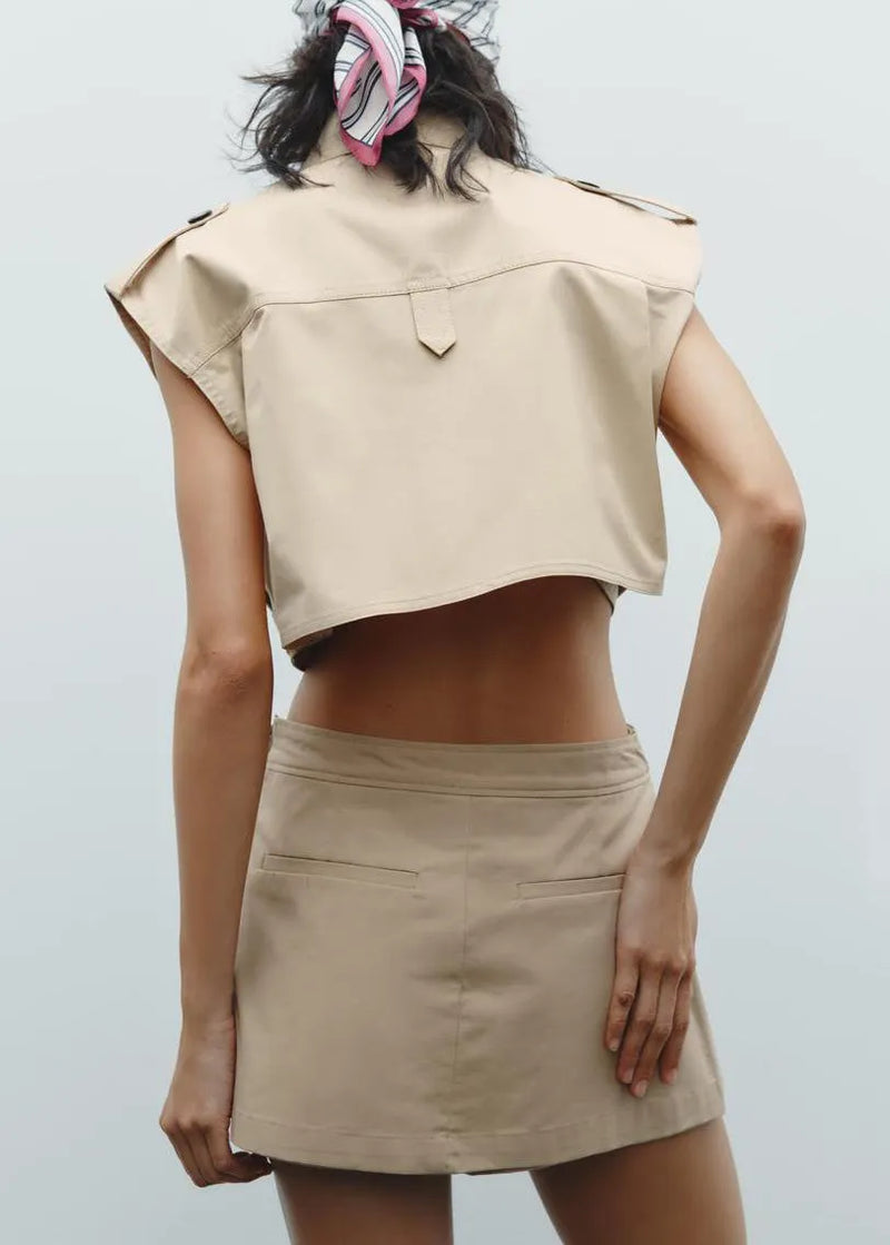 Stylish Top and Short Skirts Cotton Two Pieces Set Summer