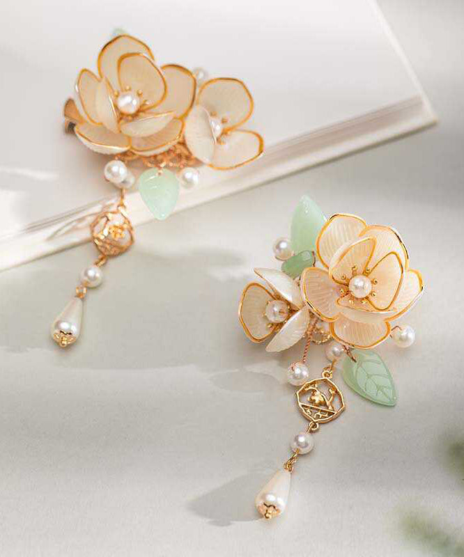 Handmade Gold Alloy Pear Petal Tassel Hairpin