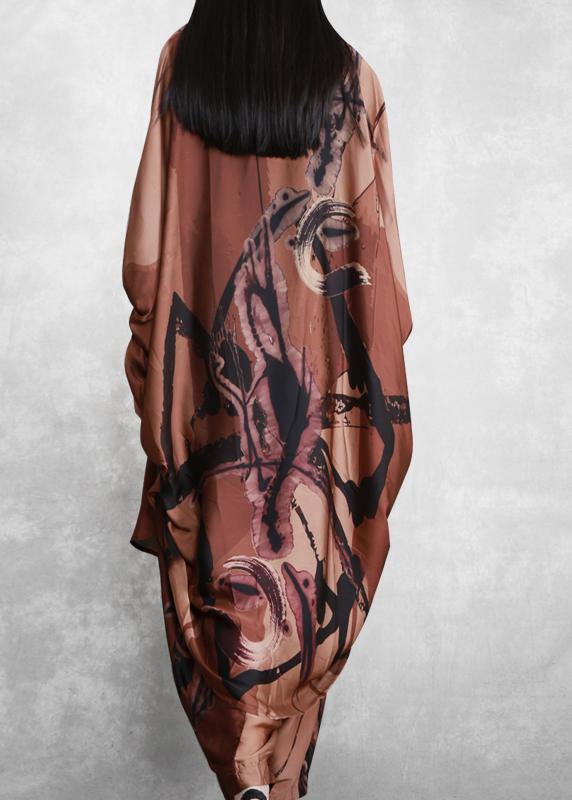 Large Loose Silk Two Piece Suit Irregular Personality Bat Sleeve Suit