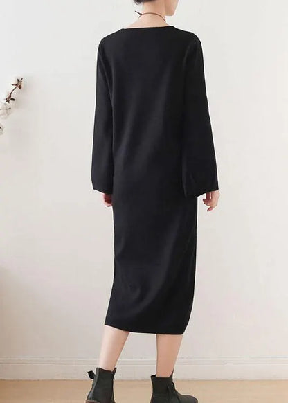 Black Long Sleeve Fall Slim Fit Knit Dress