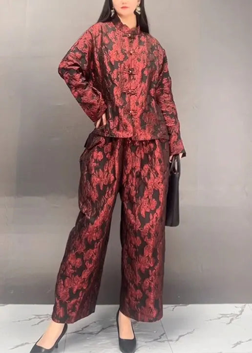 Mulberry Tops and Pants Cotton Two Pieces Set Fall