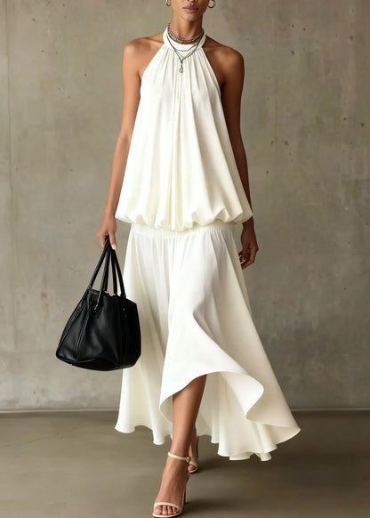 White Wrinkled Tops and Skirts Two Pieces Set Summer