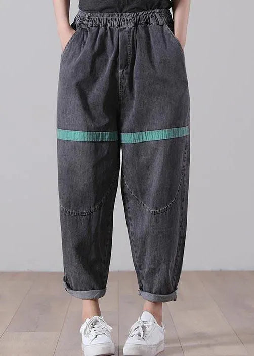 Black Patchwork Jeans Summer Cotton