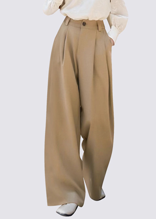 Light Brown Patchwork High Waist Straight Pants