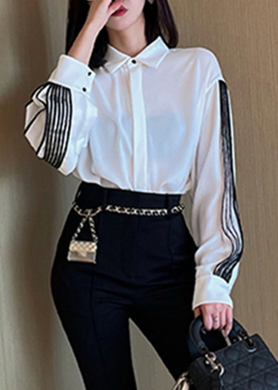 White Peter Pan Collar Shirt Lantern Sleeve
