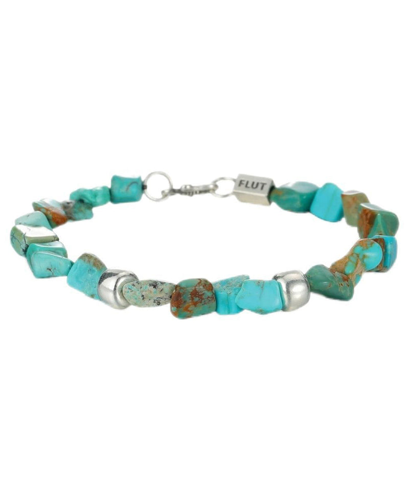 Blue Stergild Silver Turquoise Beads Chain Bracelet
