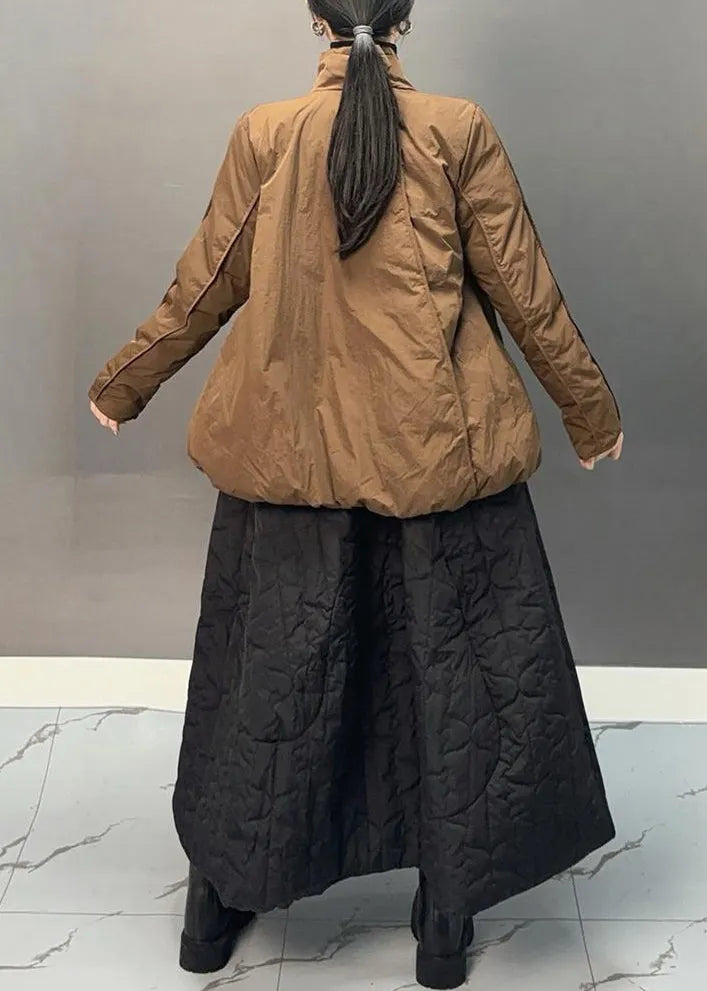 Ginger V Neck Patchwork Parka and Skirts Two Pieces Set Winter
