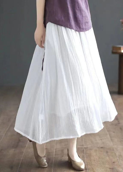 Green Wrinkled Elastic Waist Patchwork Cotton Skirt Summer