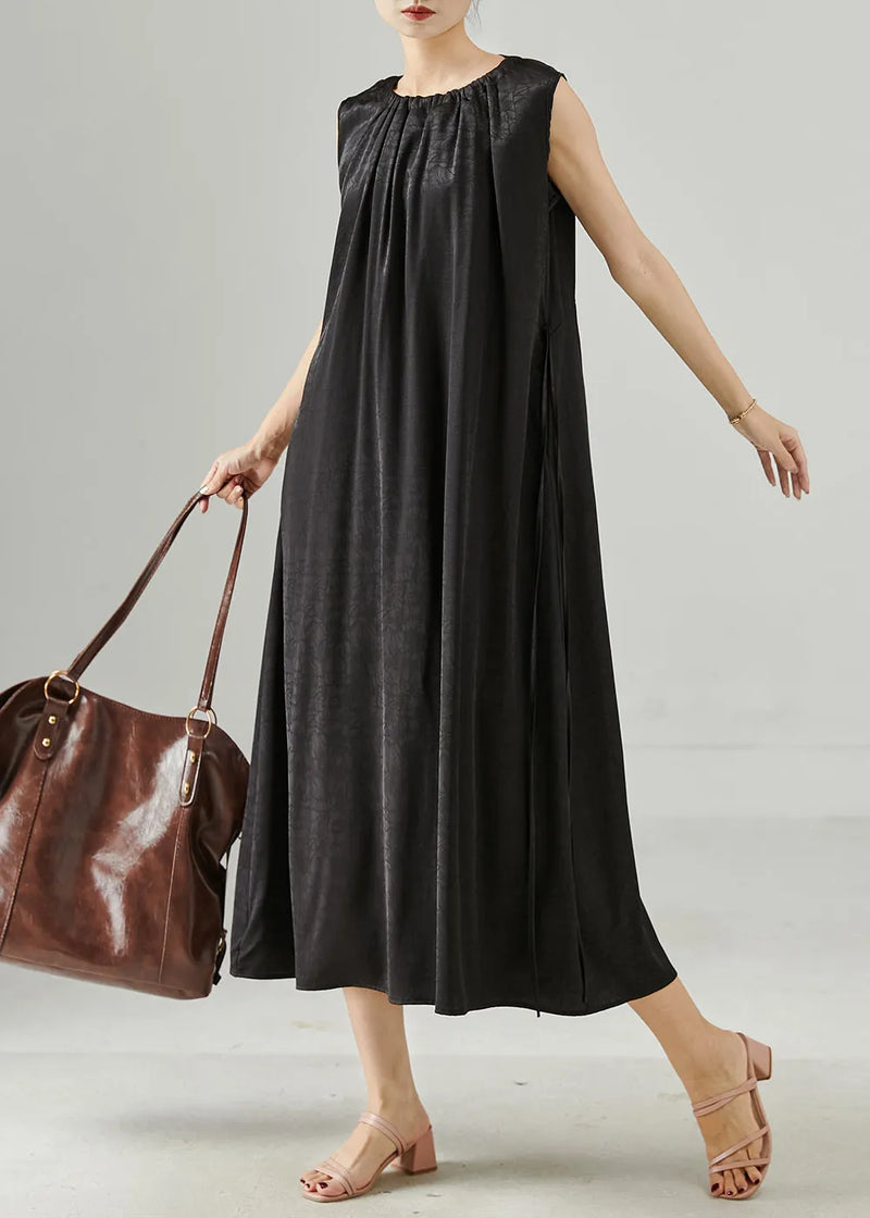 Boutique Black Wear on Both Sides Silk Dress Sleeveless
