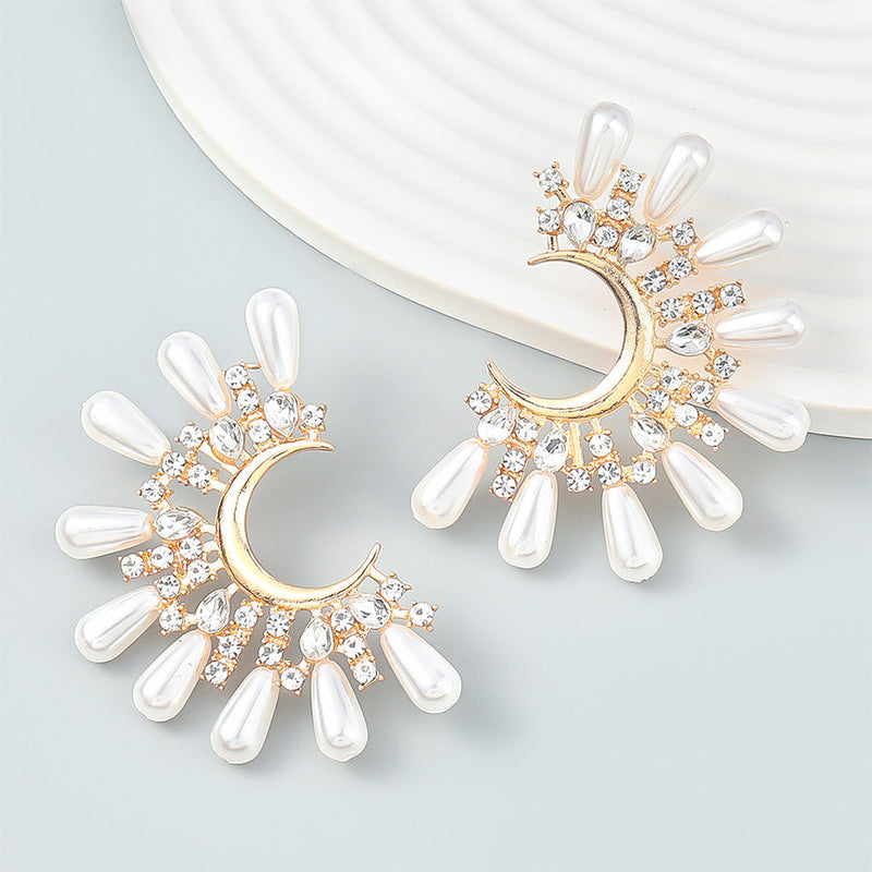 Burst Pearl Cluster Drop Earrings