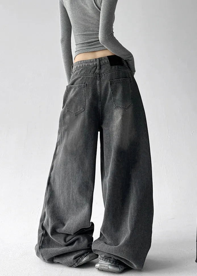 Diy Grey Asymmetrical Rivet Denim Harem Pants Fall