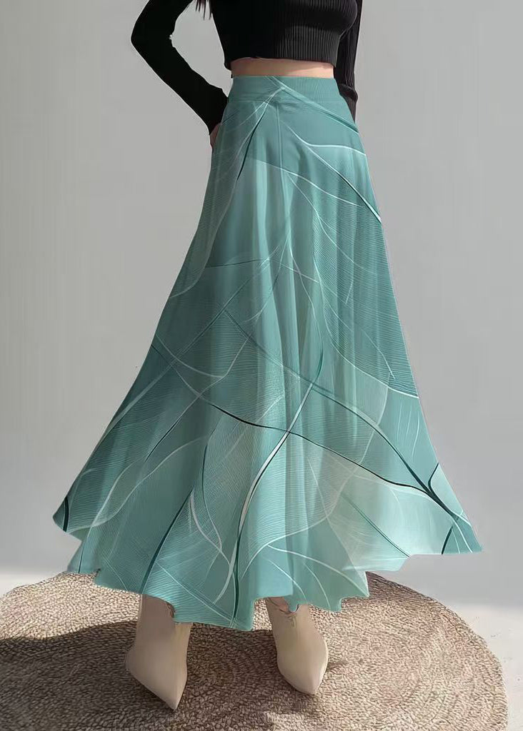 Sea Blue Print Chiffon Beach Skirt Summer